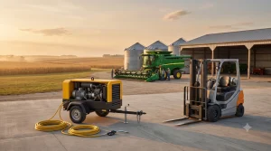 Industrial & Farm Equipment Rentals: Warehouse Forklifts & Towable Compressors for Harvest Blowouts